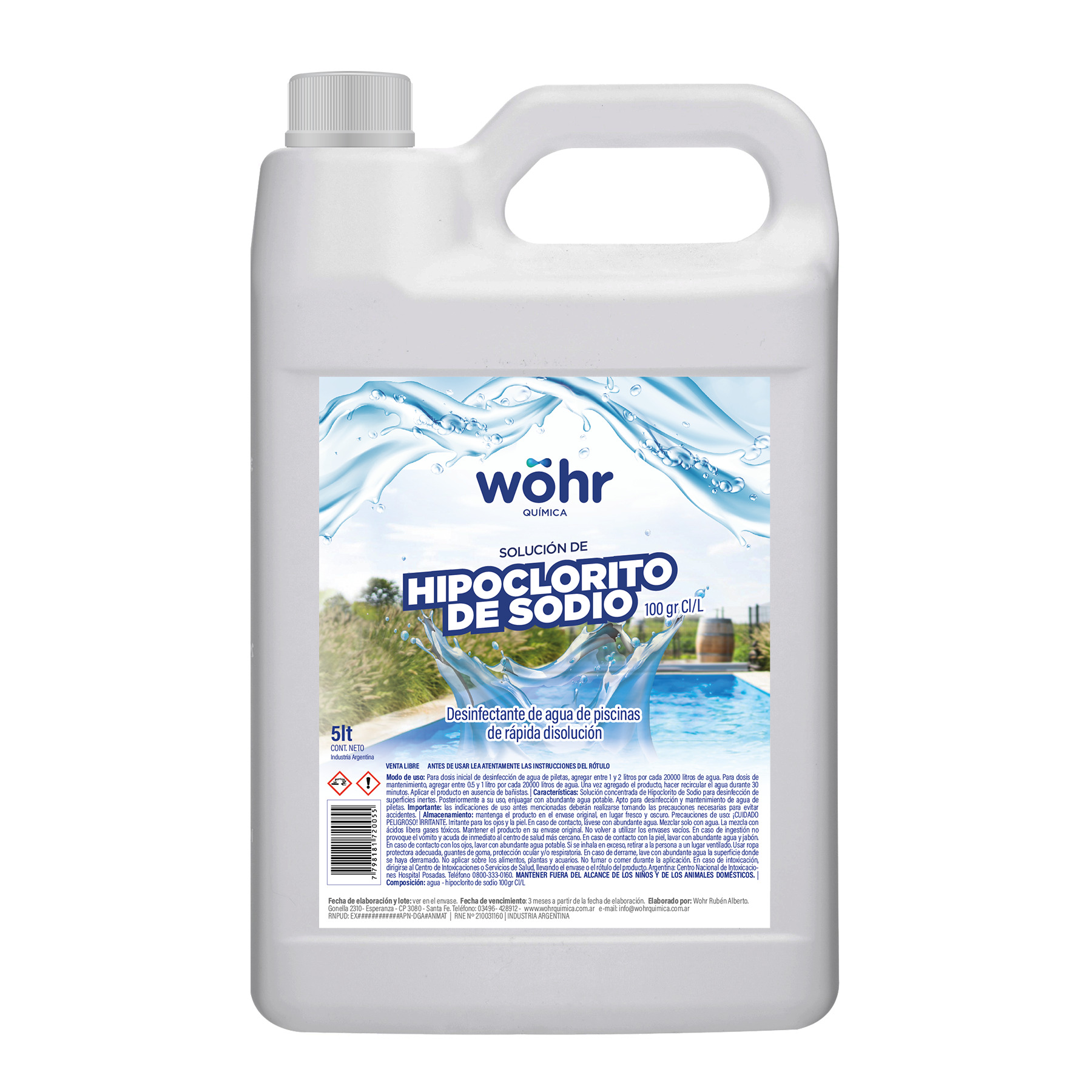 HIPOCLORITO DE SODIO X 5 L.